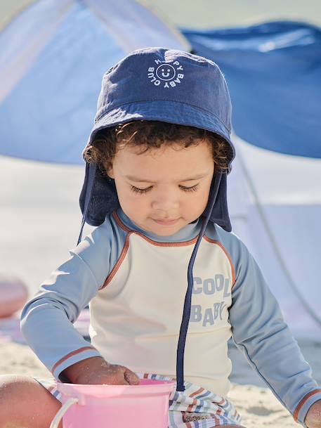 Bucket Hat with Detachable Neck Warmer, for Babies indigo 