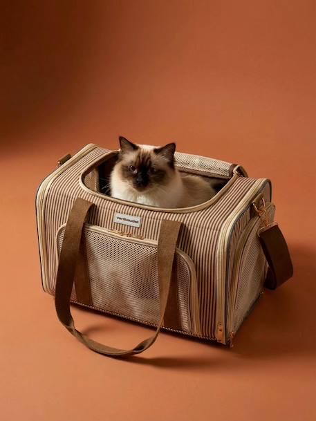 Animal carrier backpack striped beige 