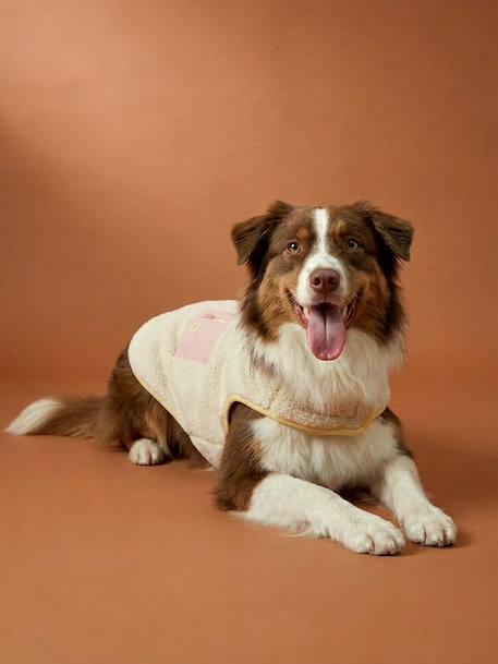 Fleece dog coat beige+khaki 