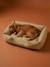 Quilted pet basket FAMILY clay beige+hazel+striped white 