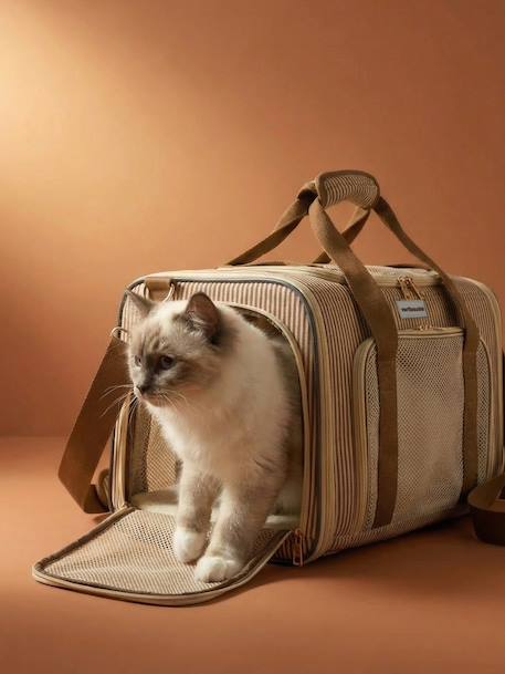 Animal carrier backpack striped beige 