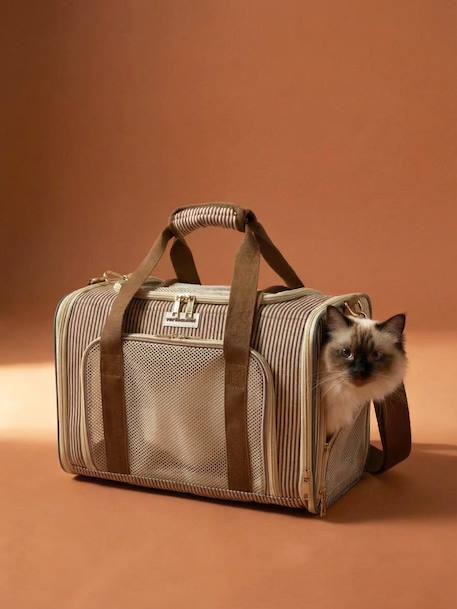 Animal carrier backpack striped beige 