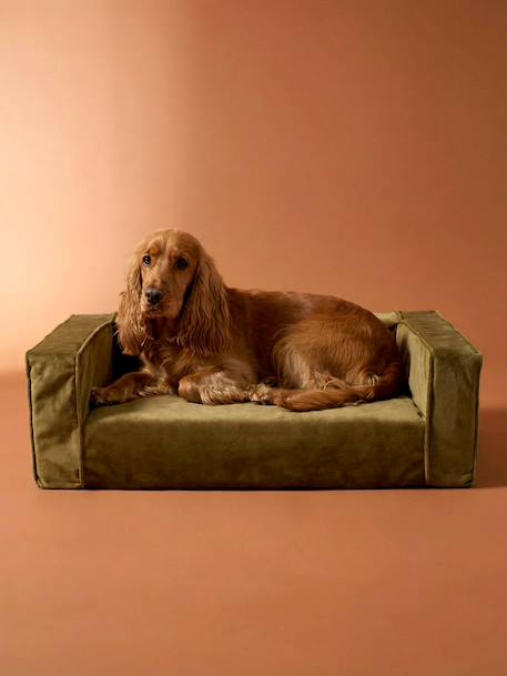 Medium velvet dog sofa bronze 