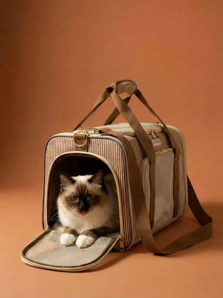 Animal carrier backpack striped beige 