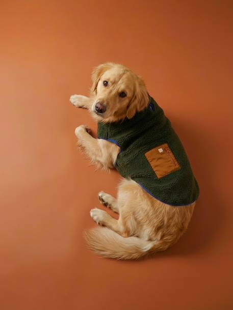 Fleece dog coat beige+khaki 
