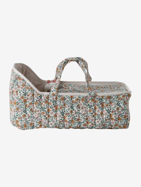 Carrycot for Dolls in Cotton Gauze black+rose+yellow 
