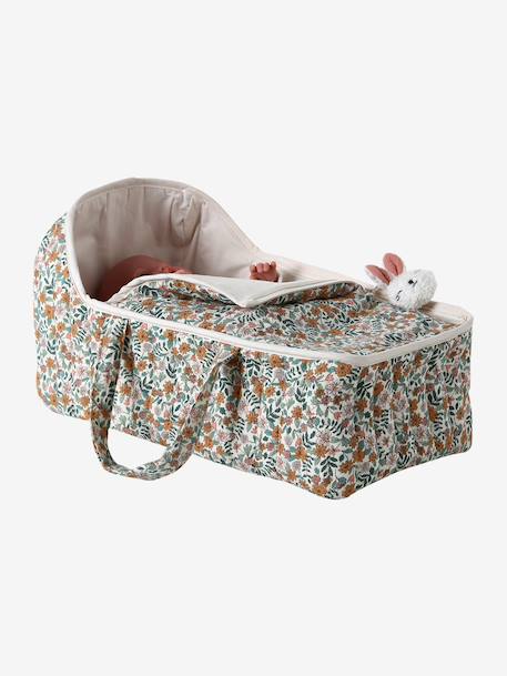 Carrycot for Dolls in Cotton Gauze black+rose+yellow 