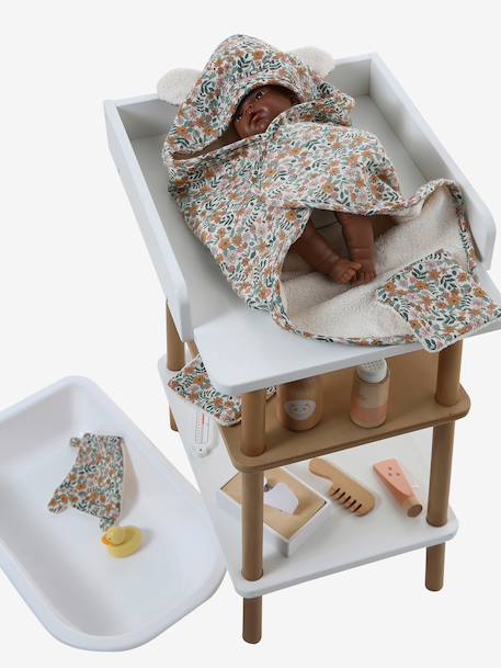 Set with Bath Cape + Mitten + Baby Wipes, for Dolls yellow 