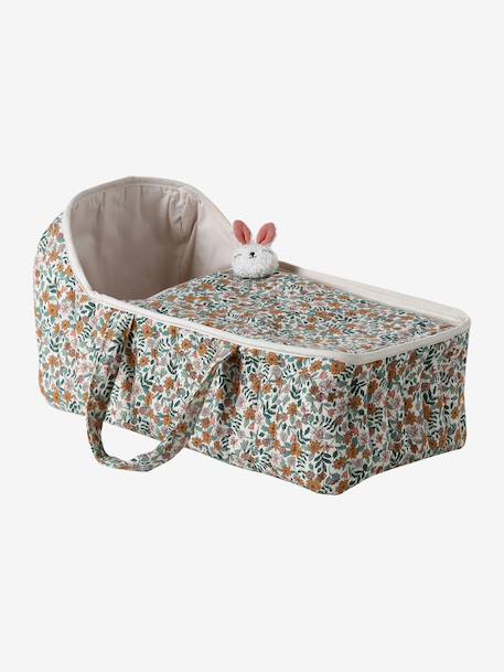 Carrycot for Dolls in Cotton Gauze black+rose+yellow 