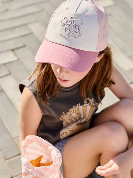 Embroidered Cotton Cap for Baby Girls old rose 