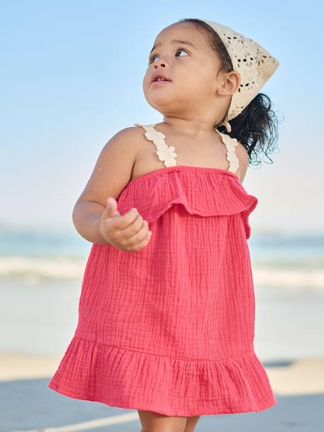 Baby girls' dress and bandana set raspberry pink 