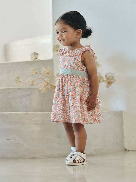 Baby girl's dress with bow and back opening multicoloured 