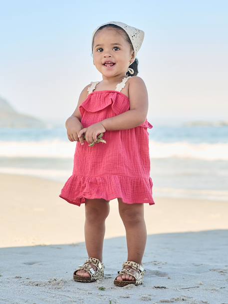 Baby girls' dress and bandana set raspberry pink 