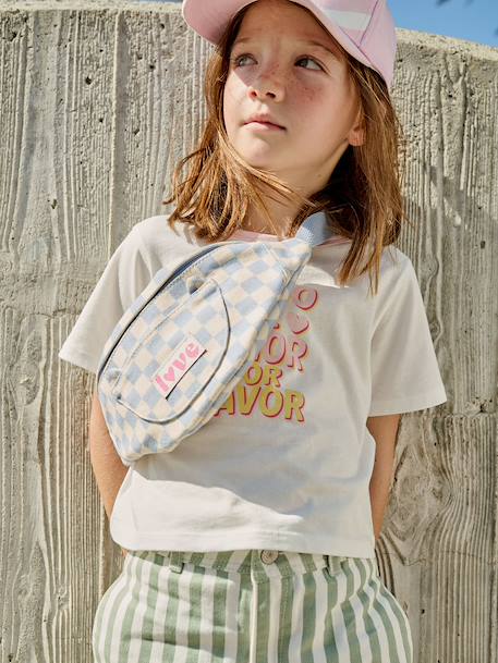 Corduroy Bumbag with Cat Design for Girls blush+double stone+grey green+multicoloured+pale blue+rose 