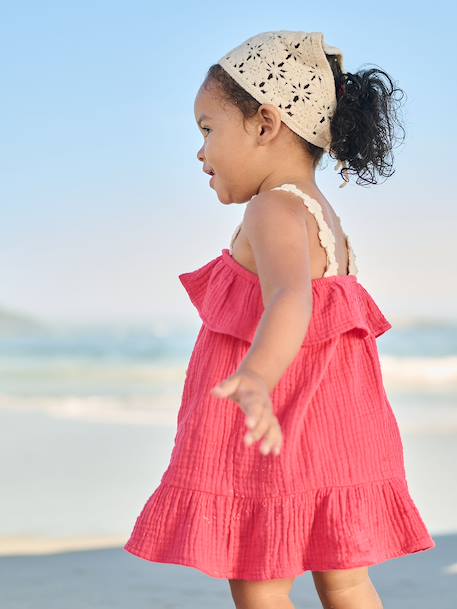 Baby girls' dress and bandana set raspberry pink 