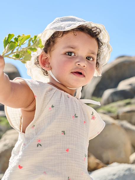 Hat with Scalloped Edges for Girls ecru 