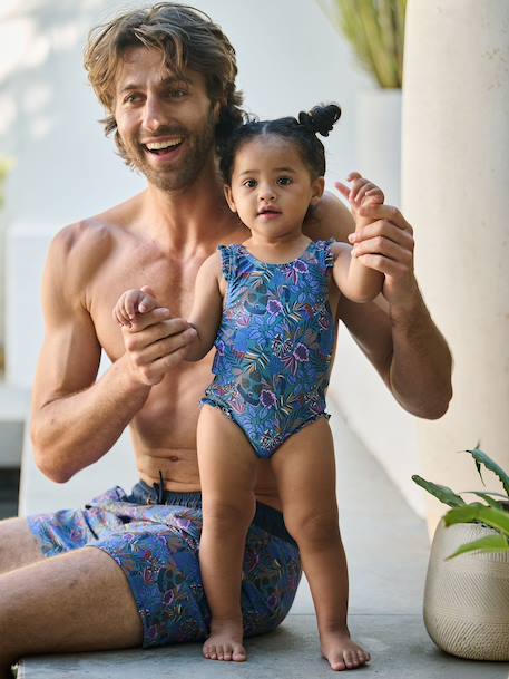 Men's swim shorts, family capsule blue 