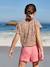 Girls' short with a cotton gauze waist beige+pale blue+rose+sage green 