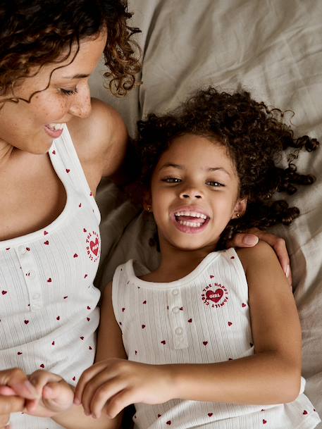 Girl's cotton pyjama short set with cami top ecru 