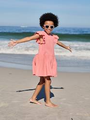 Girls-Girls' cotton gauze dress with short embroidered sleeves 