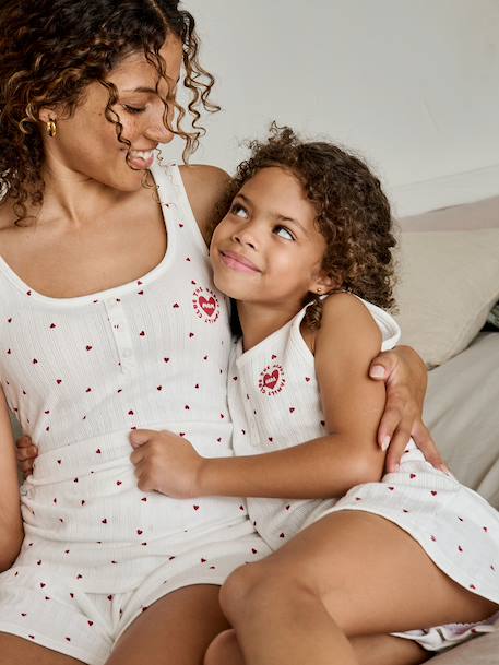 Girl's cotton pyjama short set with cami top ecru 