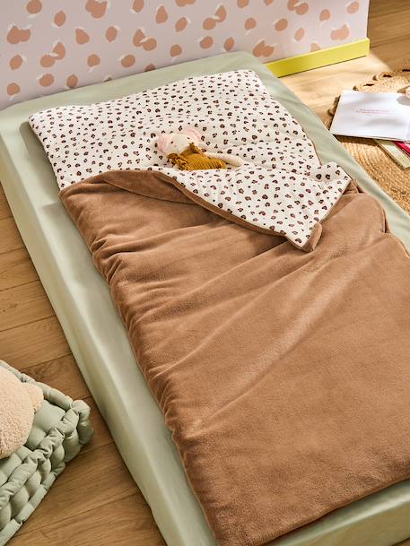 Fleece leopard print sleeping bag for children hazel 