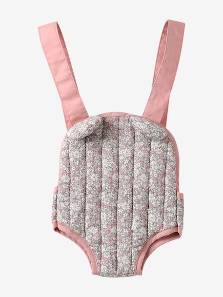 Baby Carrier For Dolls, in Cotton Gauze black+printed pink+rose+yellow 