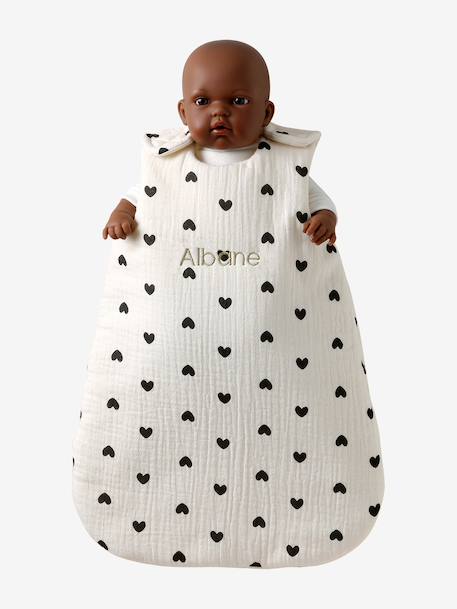 Baby Sleep Bag in Cotton Gauze, for Dolls black+blush+brown+printed pink+rose+yellow 