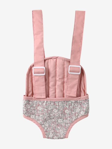 Baby Carrier For Dolls, in Cotton Gauze black+printed pink+rose+yellow 