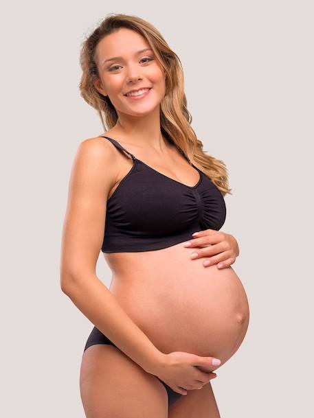 Seamless Padded Bra, Maternity & Nursing Special by CARRIWELL Black 