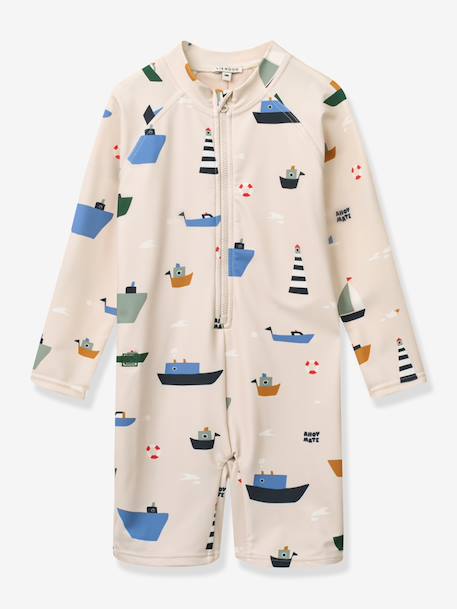 Long-sleeved swimsuit beige+rose 