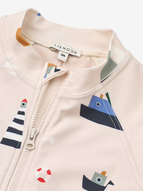 Long-sleeved swimsuit beige+rose 