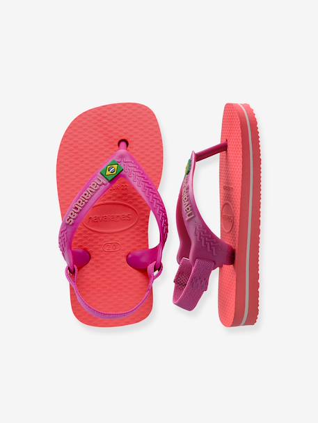 Brasil Logo II Flip-Flops for Babies, by HAVAIANAS coral+yellow 