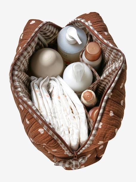 Mama Cotton Gauze Toiletry Bag hazel+printed beige+white 