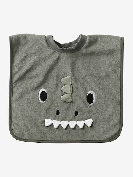 Set of 3 Animals Bibs, Easy to Put On ecru+sage 