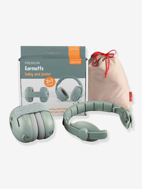 Adjustable ear defenders green+rose 
