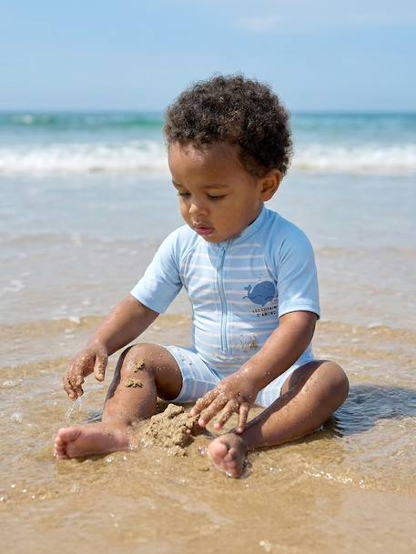 Baby UV Protection jumpsuit with built-in nappy sky blue 