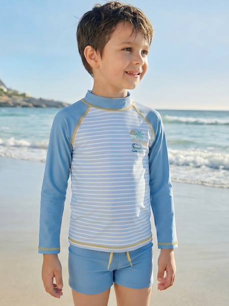 Long-sleeved set with UV protective shorts azure 
