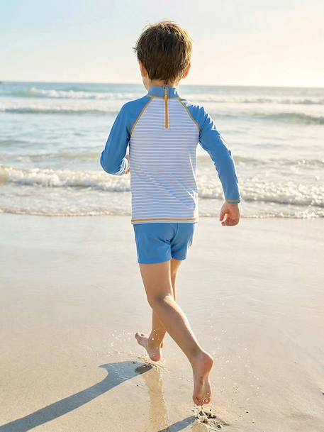 Long-sleeved set with UV protective shorts azure 