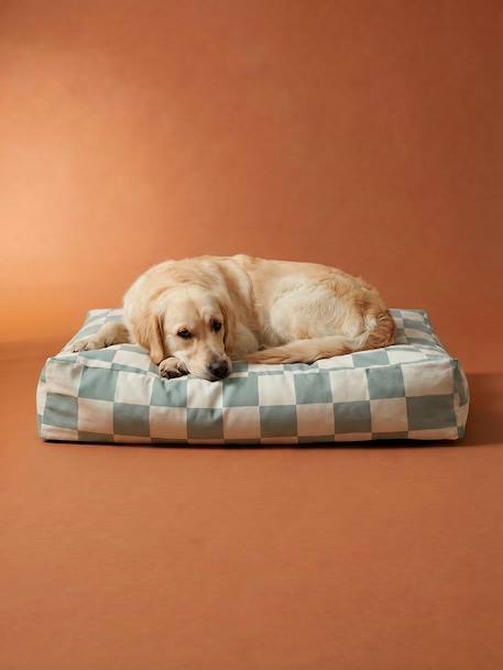 Cotton mattress cover for rectangular mattresses chequered blue+striped white 