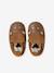 Elasticated leather baby slippers chocolate 