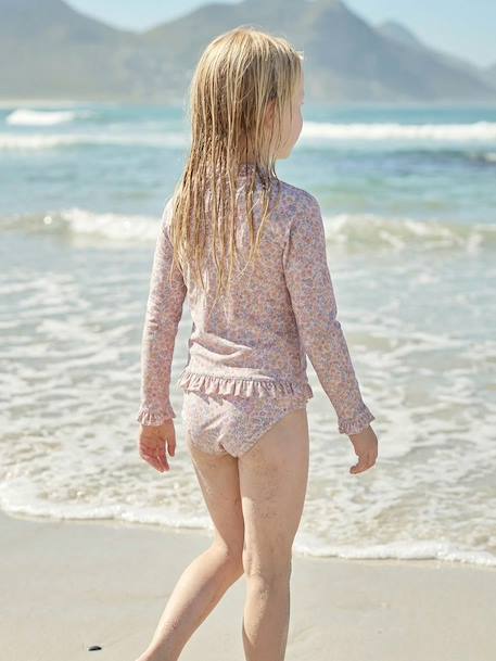 Two-Piece UV Protection Swimsuit for Girls pale pink 