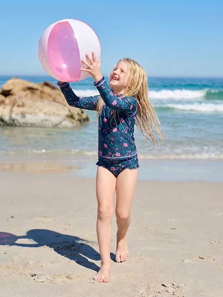 Girl's UV Protection one-piece swimsuit navy blue 