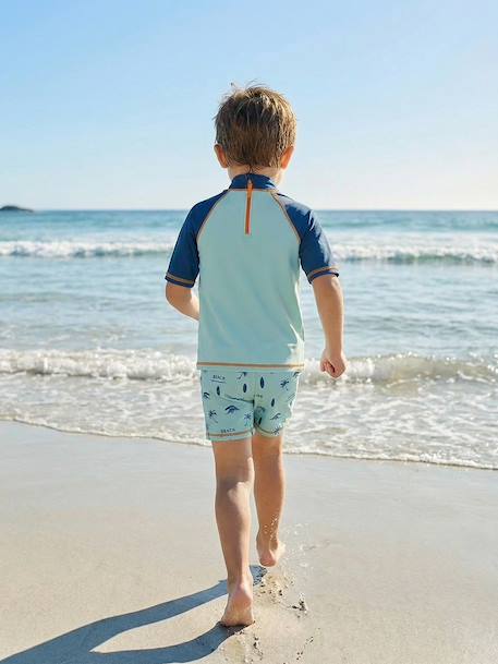 UV-Protection T-Shirt & Shorts Swim Set for Boys petrol blue 