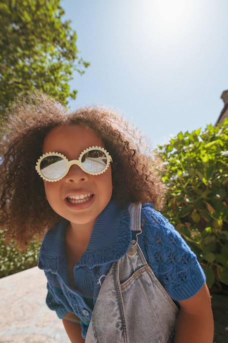 Flower sunglasses for kids beige+rose 