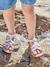 Hook-and-Loop Leather Sandals for Children set blue+white 