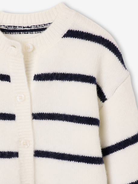Long-sleeved knitted cardigan for girls ecru+lavender+sage green 