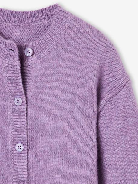 Long-sleeved knitted cardigan for girls ecru+lavender+sage green 