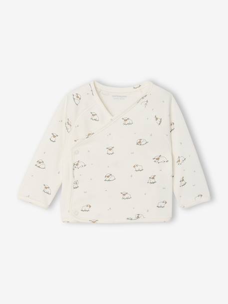 Newborn long-sleeved baby vest cappuccino+ecru+sage green 