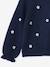 Long-sleeved round-neck jumper for girls ecru+navy blue+rose 